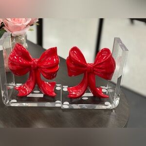 2 Red Bow Bookends